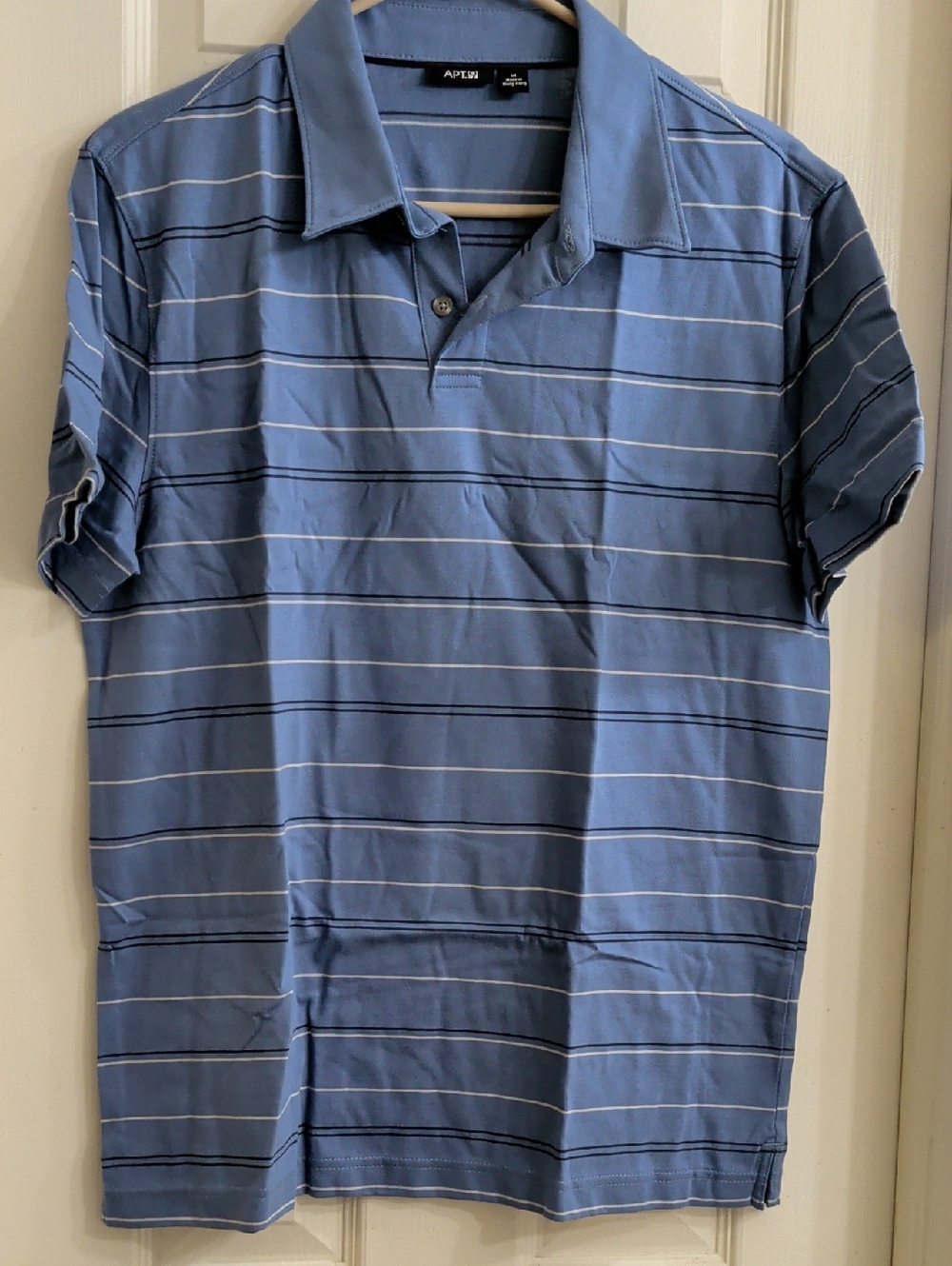 Apt. 9 Light Blue Polo with White & Navy Stripes